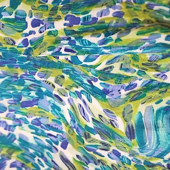 Chico's Size 2 (12) Green, Blue, Purple, White A-Line Swing Skirt 100% Cotton - Picture 4 of 7